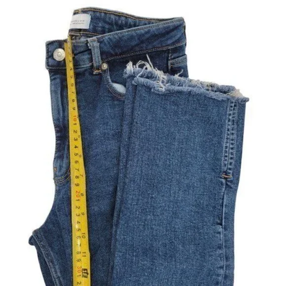 Zara  Medium Blue Fray Split Hem Jeans - Picture 9 of 10